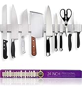 24 Inch Heavy-Duty Magnetic Knife Holder (Large Size) – Premium Stainless Steel Magnetic Knife St...