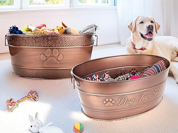 Custom embossed metal dogs bins made of still for long-lasting durbility.