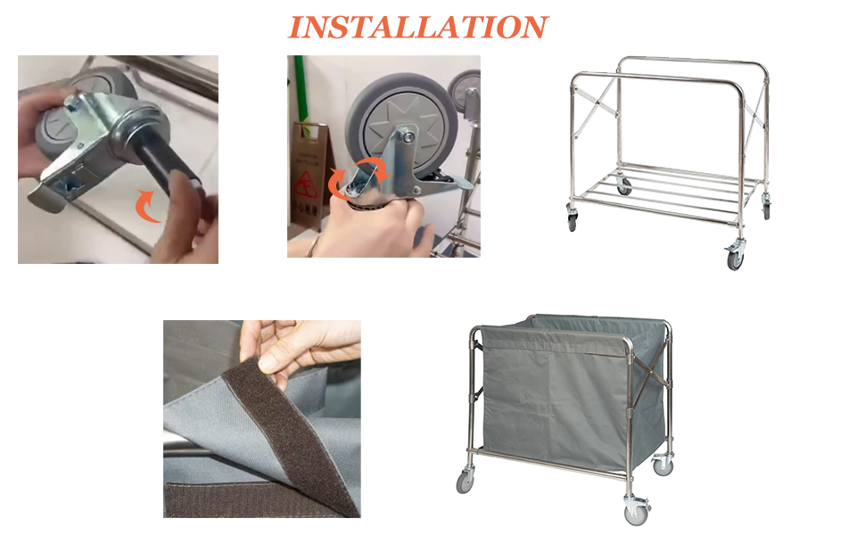 bimiti Laundry Trolley Folding Laundry Cart Collapsible Commercial Laundry Basket on Wheels