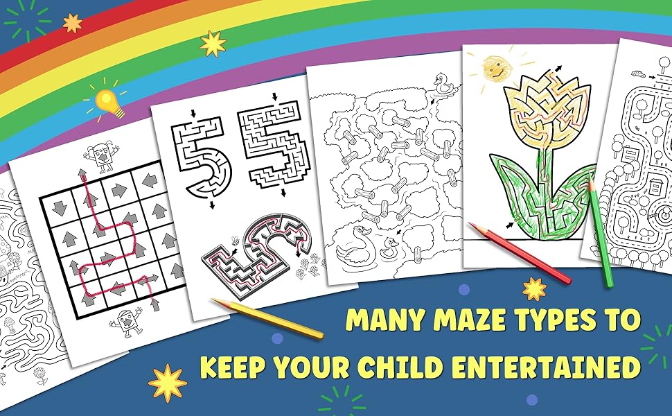 mazes for kids ages 4-8, benedikt beron, activity book, screen-free fun, brain-boosting