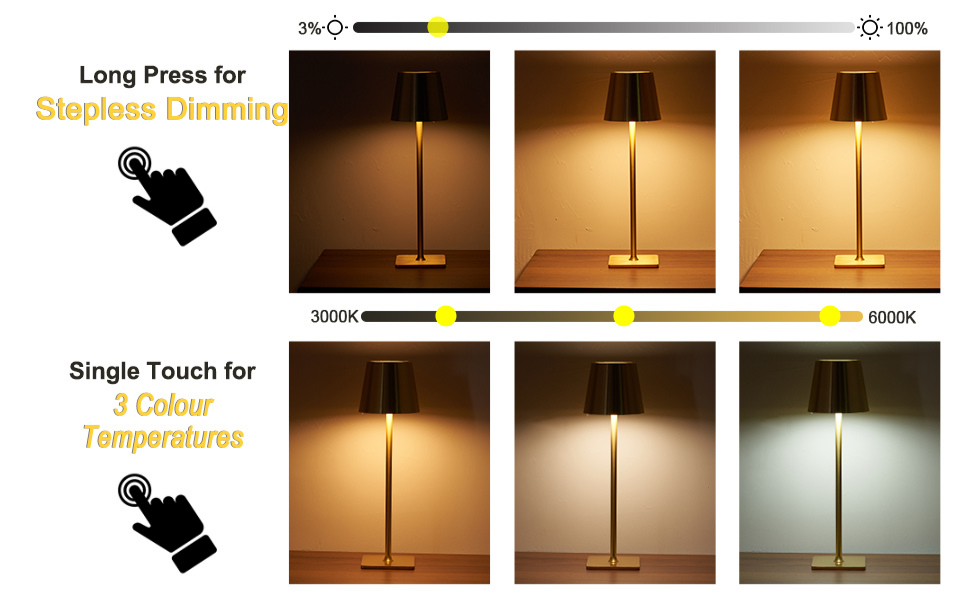 Cordless Led Portable Desk Touch Dimmable Night Light lamp