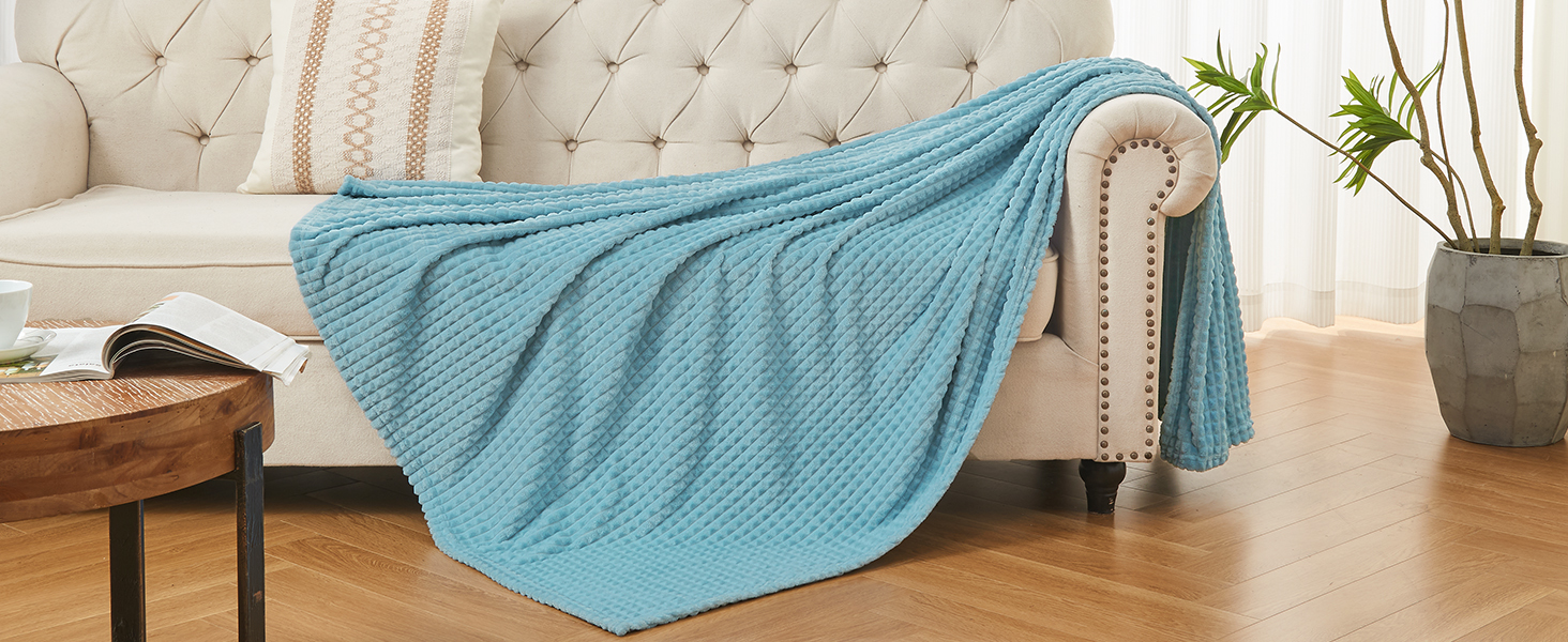 Andency Grayish Teal Soft Fleece Throw Blanket for Couch
