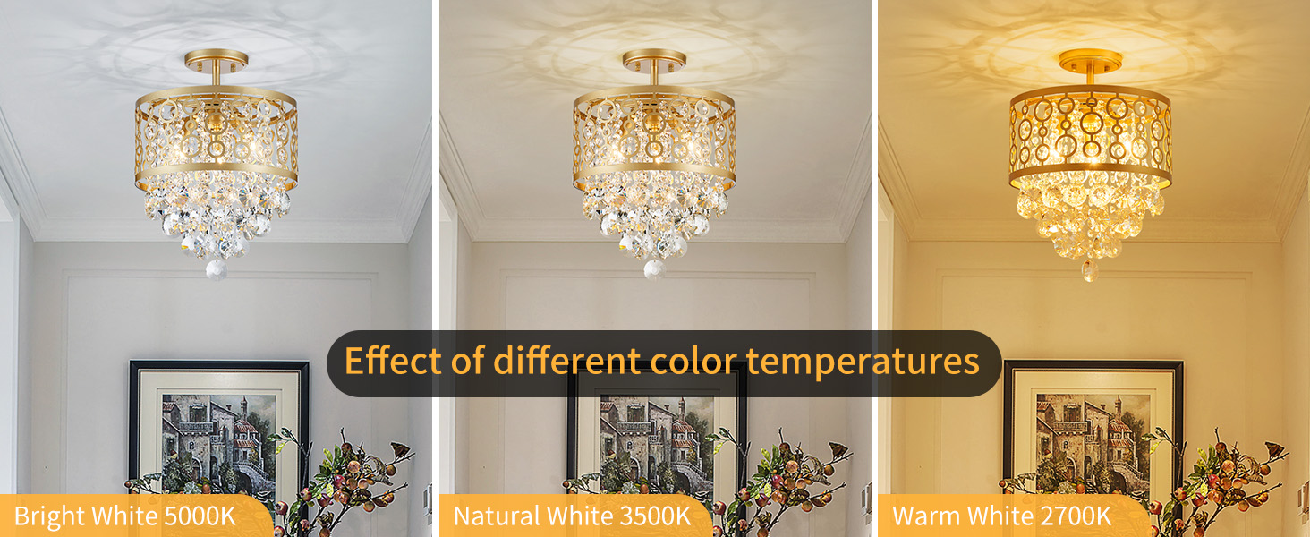 WUZUPS Crystal Drum Chandelier Flushmount