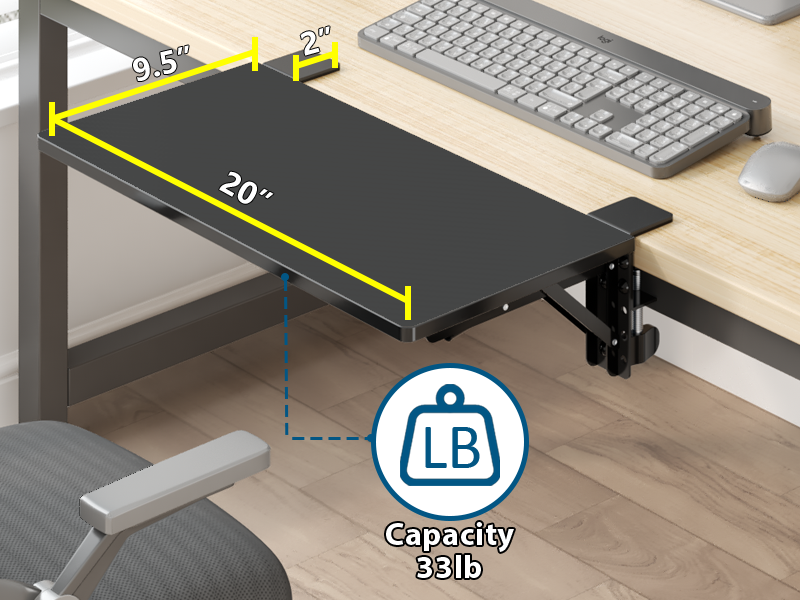 BONTEC Small Ergonomics Desk Extender Tray, 20x9.5 Inch