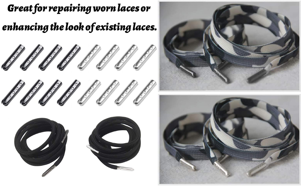 Suxgumoe Shoelace Tip Head, 60 Pieces Metal Replacement Ends Aglet Tips