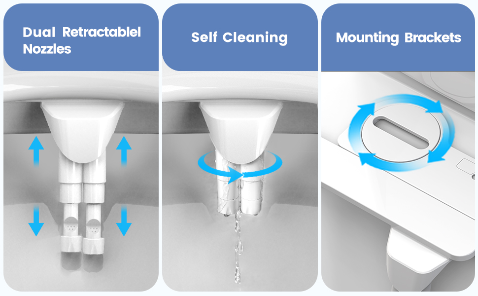 Aresmata UltraSlim Bidet Attachment for Toilet Effortless NonElectric SelfCleaning Dual