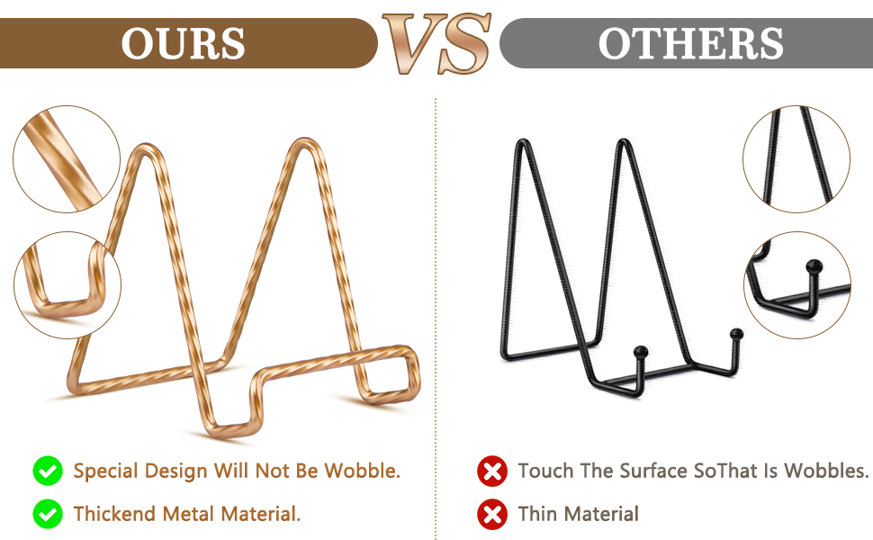 Teamkio 2Pcs 4 Inch Antique Gold Plate Stand Display, Metal