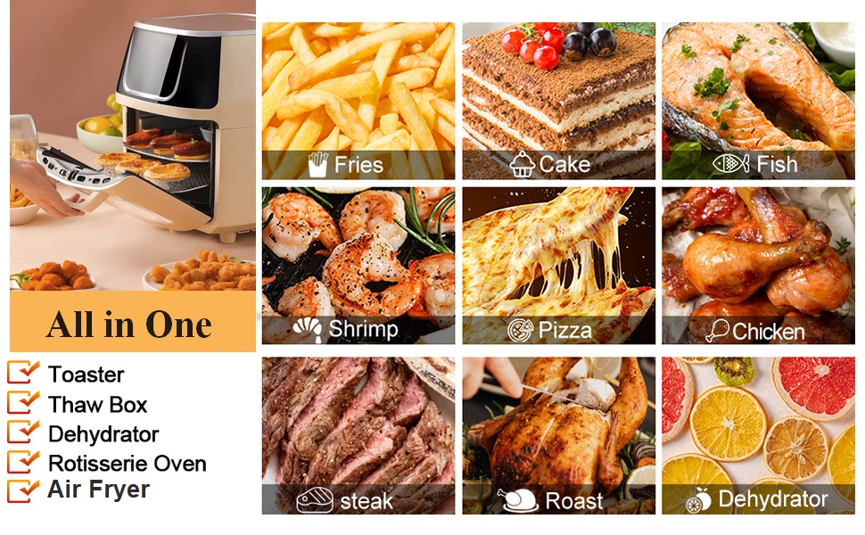 Varada Max Pro air fryer Oven 8 Litre Large Capacity, 7in1 Electric