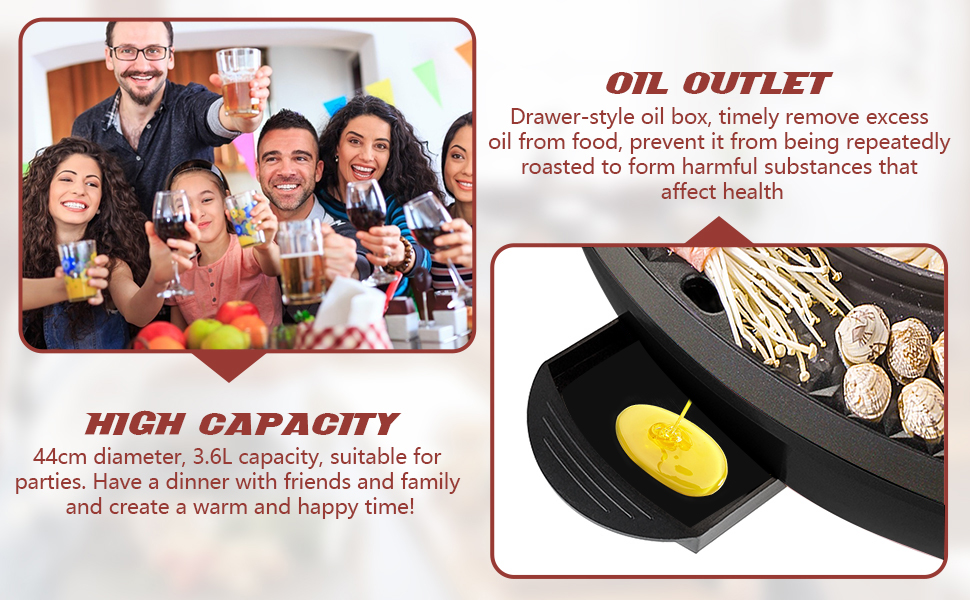 Hot Pot with Grill, Hot Pot Electric with Dual Temperature Control, Hot Pot with Divider