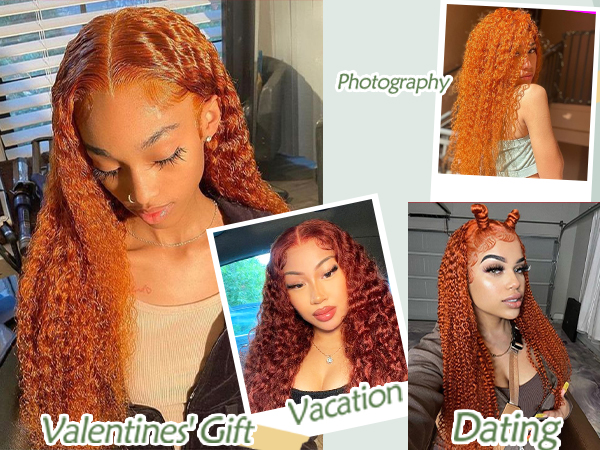 Amazon.com : Ginger Lace Front Wigs Human Hair 26 Inch 13×4