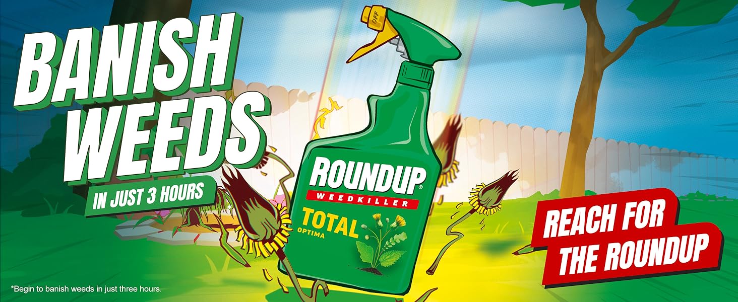 Roundup Weedkiller Total Optima - banish weeds in just 3 hours