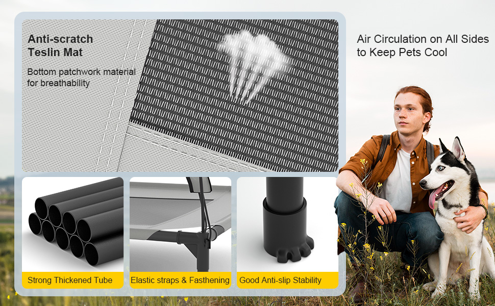 Waterproof Outside Dog Cots Pet Bed with Removable Canopy Tent