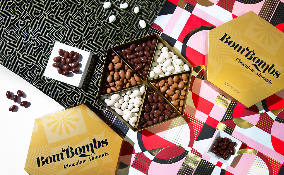 BomBombs, Chocolate Covered Almonds Gift Set, Includes Milk Chocolate, Dark