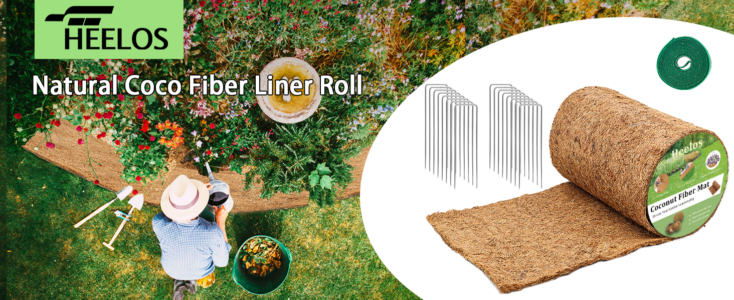 Heelos Thick Coco Fiber Liner Roll,120x12inch Natural