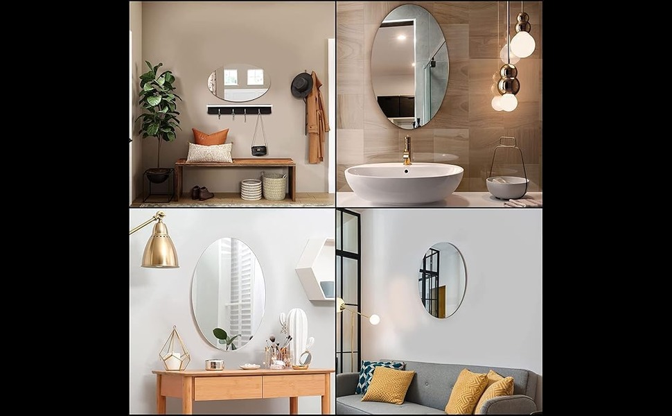 Oval Shape Adhesive Mirror Sticker for Wall