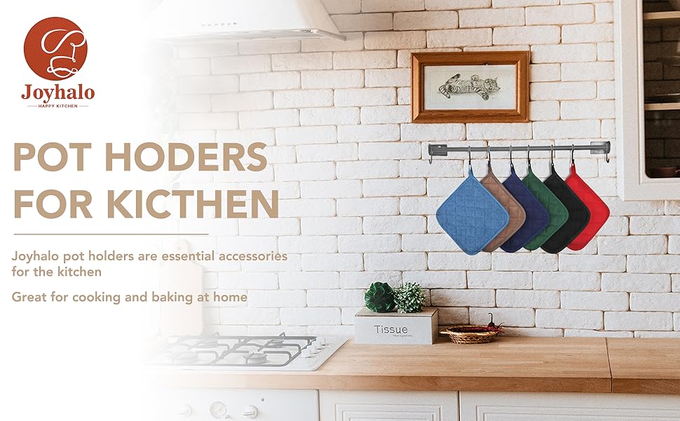 Joyhalo 4 Pack Pot Holders for Kitchen Heat Resistant Pot Holders Sets Oven Hot Pads