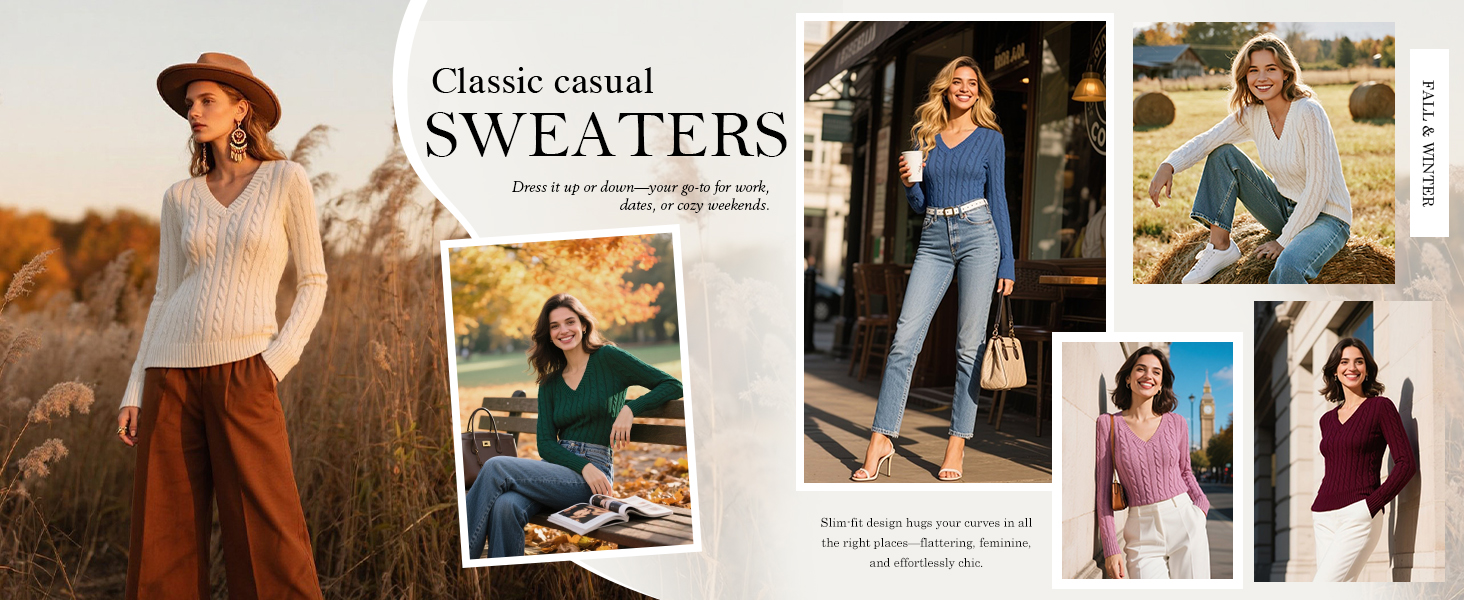 PRETTYGARDEN womens fall sweaters 2025 v neck knit tops for women