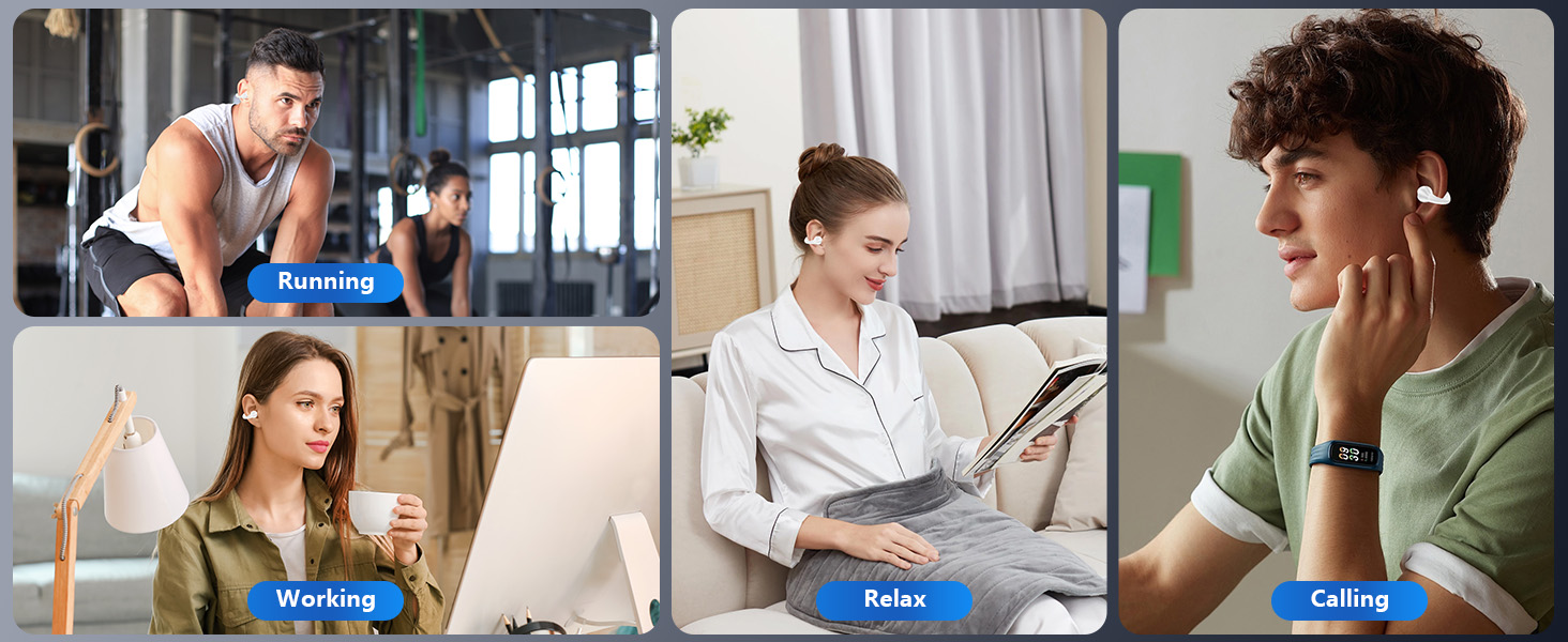 오픈 이어 골전도 헤드폰 블루투스 5.3 무선 오픈 클립 이어 헤드폰