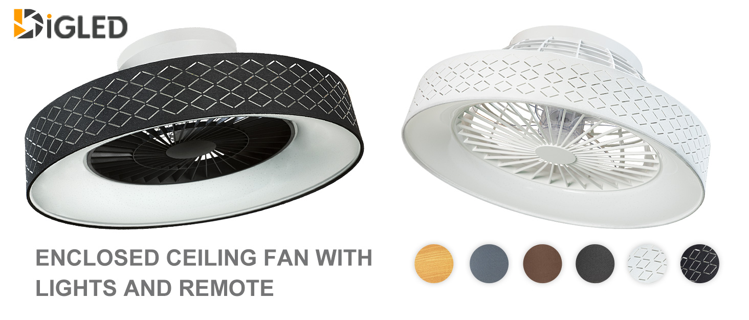 DIGLED Low Profile Ceiling Fan 22 Inch Bladeless Ceiling Fans with