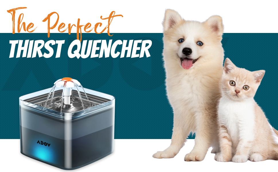 ADOV Cat Water Fountain for Drinking, 2.4L Automatic Pet Water