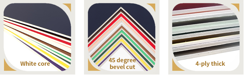 white core, 45 degree bevel cut, 4-ply thick