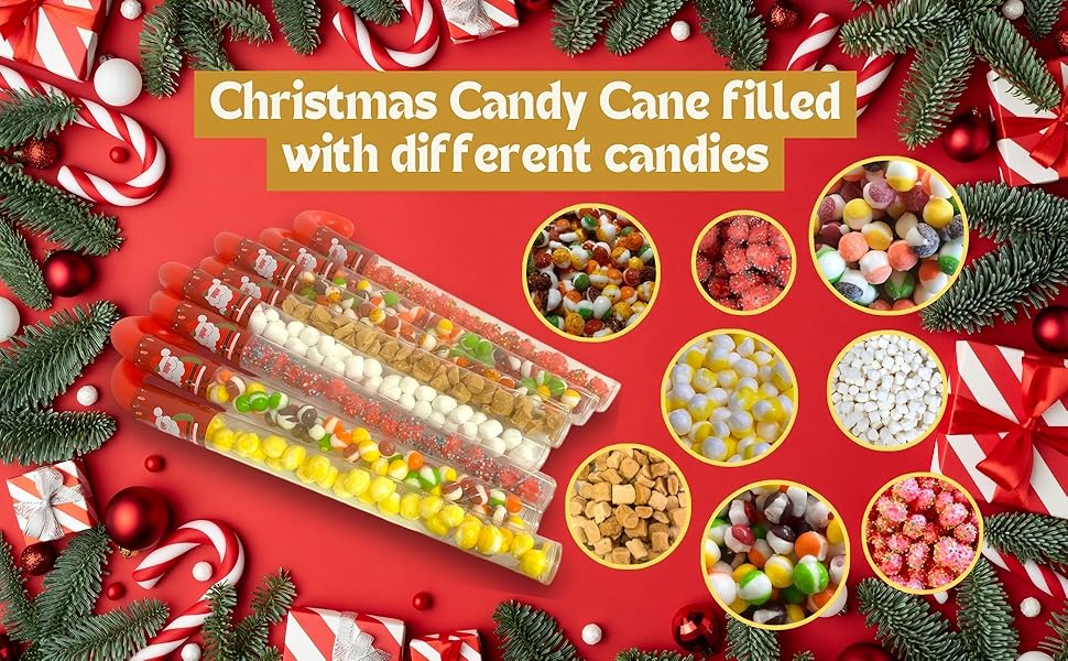 christmas candy cane filled with different candies