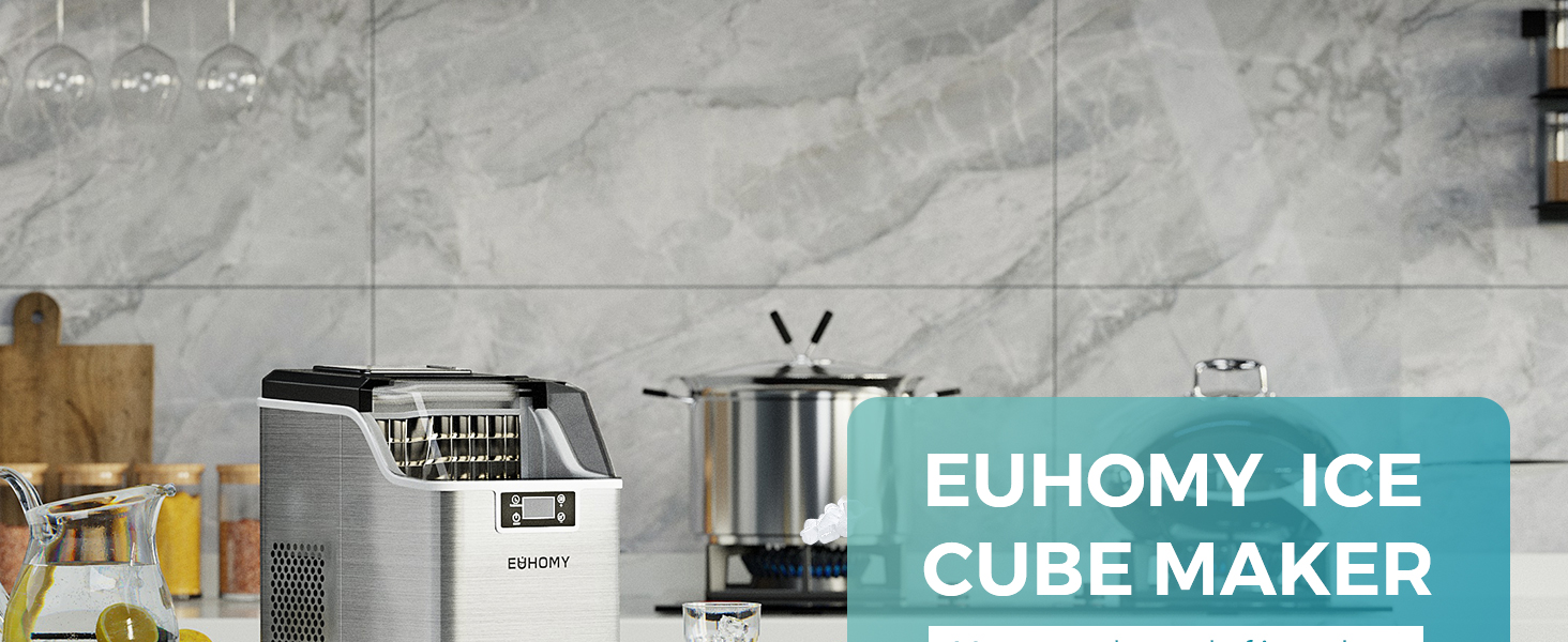 EUHOMY Ice Maker Machine Countertop Ice Cube Maker with SelfCleaning