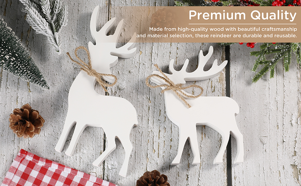 FunouHome Christmas Decorations2PCS Wooden Reindeer Sign