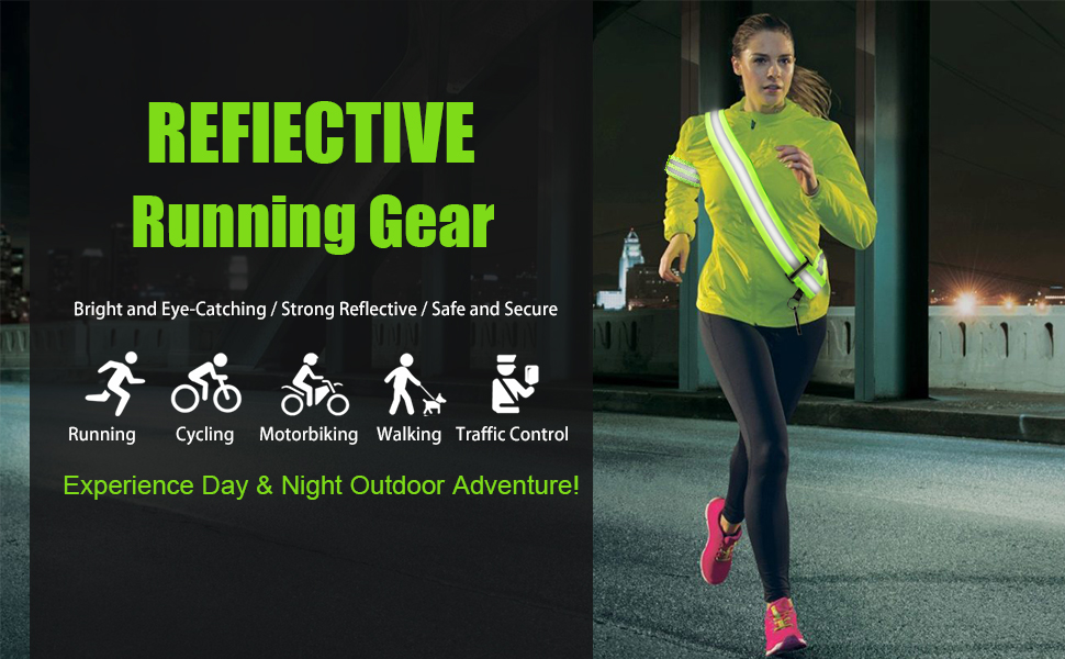Reflective Running Gear, High Visibility Safety Reflective Sash with