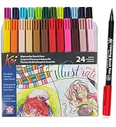 SAKURA Koi Coloring Brush Pens - Watercolor Brush Pen Set - Assorted Colors - 24 Pack