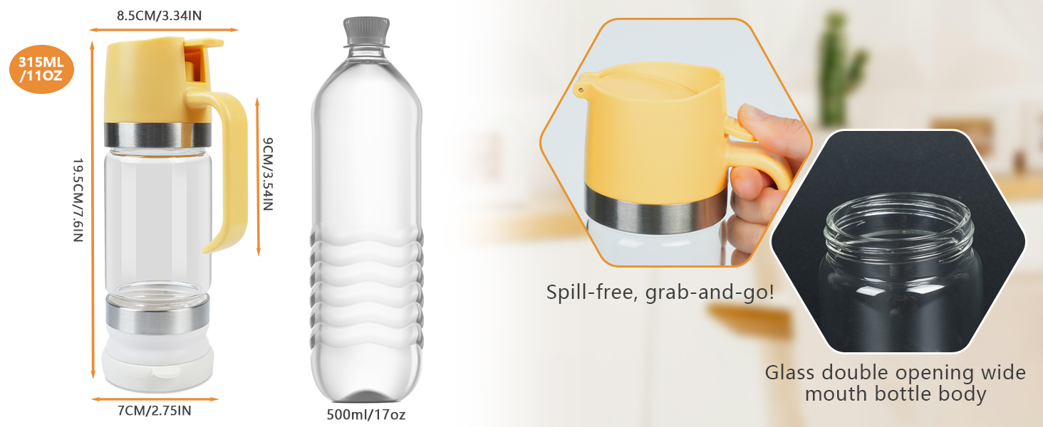 Glass Honey Jar pot, Syrup Dispenser, Honey Dispenser for Honey and Syrup, Honey Container