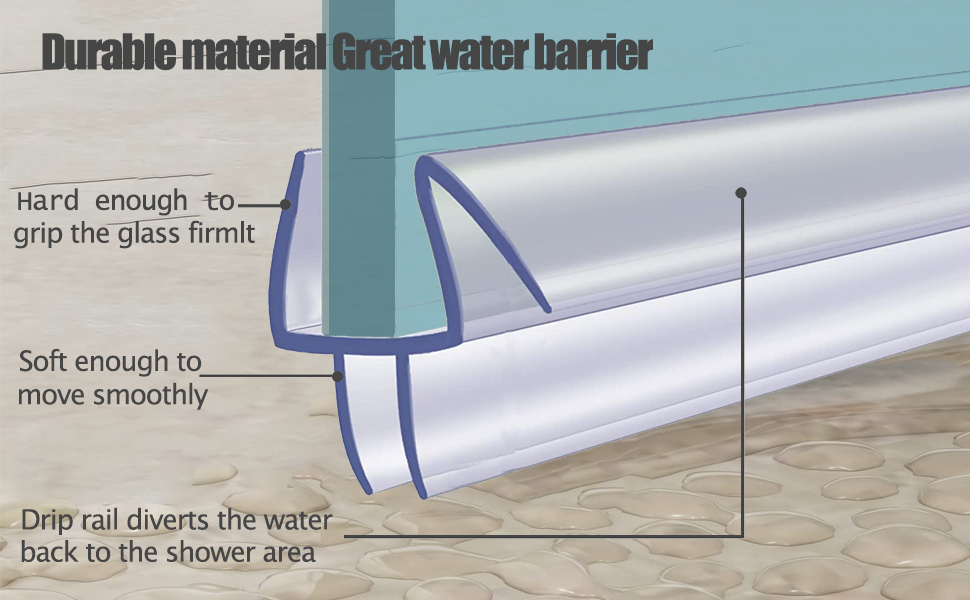 Larora Shower Door Bottom Seal, 4Pack Frameless Glass Shower Door Seal