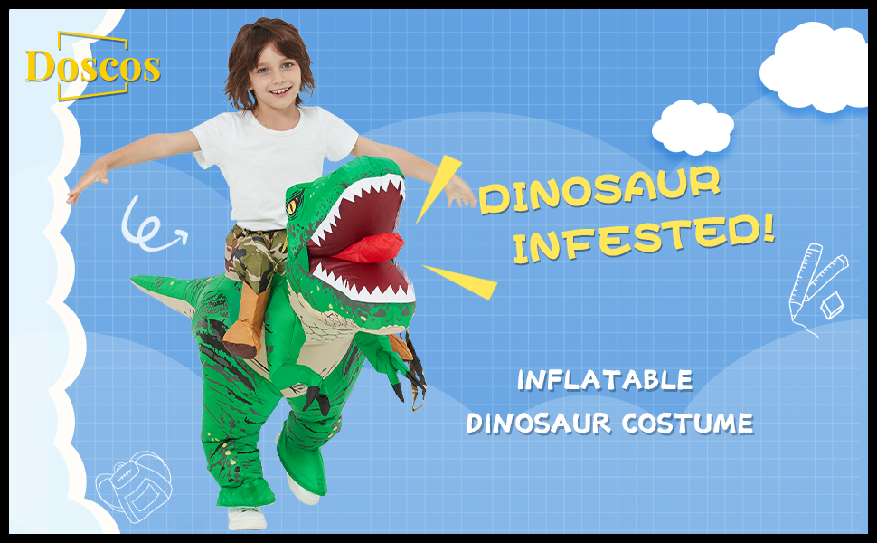 Doscos Kids Inflatable Dinosaur Costume Funny Halloween Costumes for 4