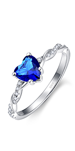 1.35ct 925 Sterling Silber Herzschnitt Erstellt Blue Sapphire Engagement Promise Ring für Frauen