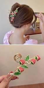 strawberry hair clips