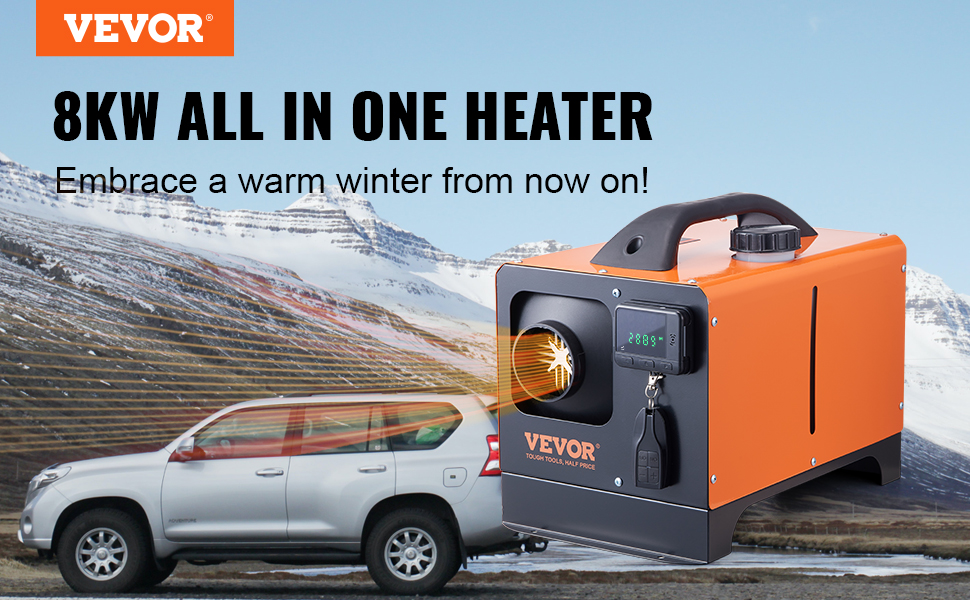 VEVOR Diesel Air Heater, 12V 8KW Allonone Diesel Heater with Remote