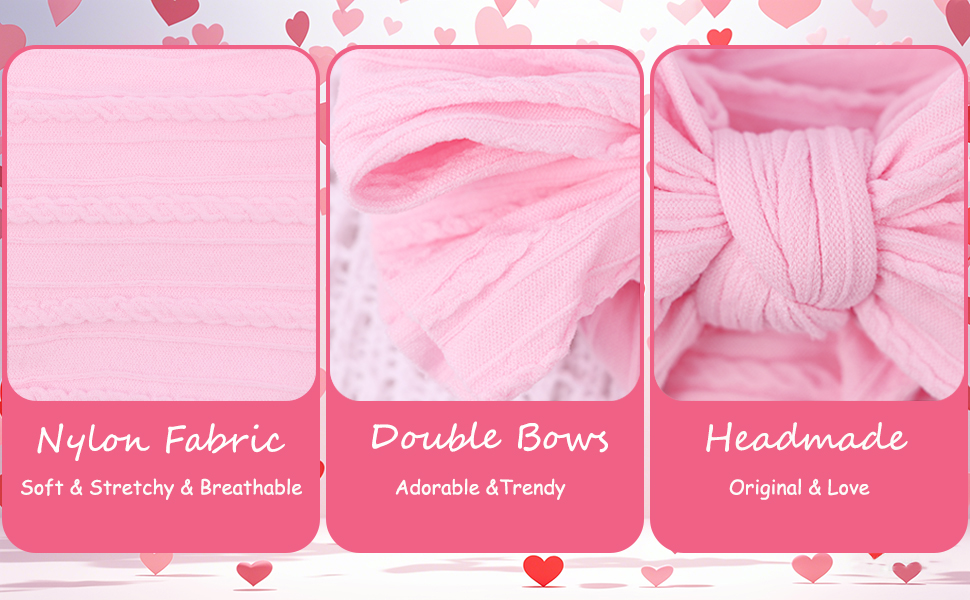Soft and Stretchy Nylon Fabric Double bows Baby Girls headband Come with Trendy.