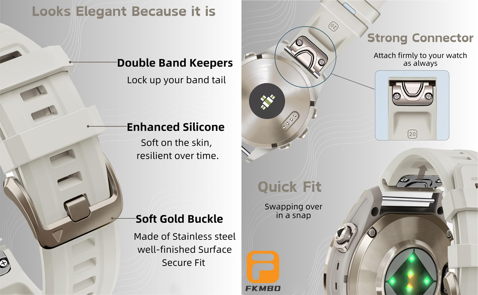 for Garmin fenix 5s 6s 7s pro solar silicone light gold buckle quick fit 20mm bands