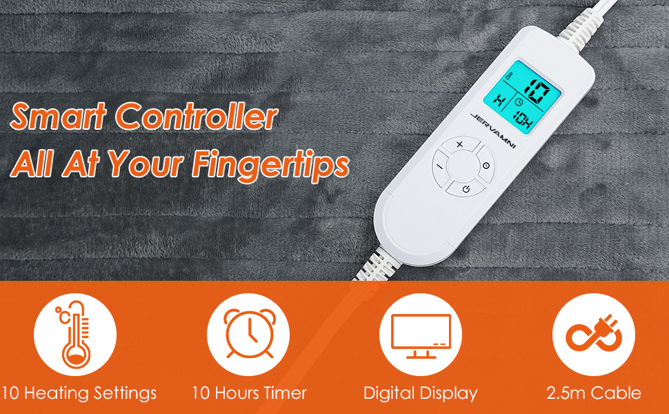 JERVAMNI Electric Blanket Heated Throw Fast Heating, Thermostatic