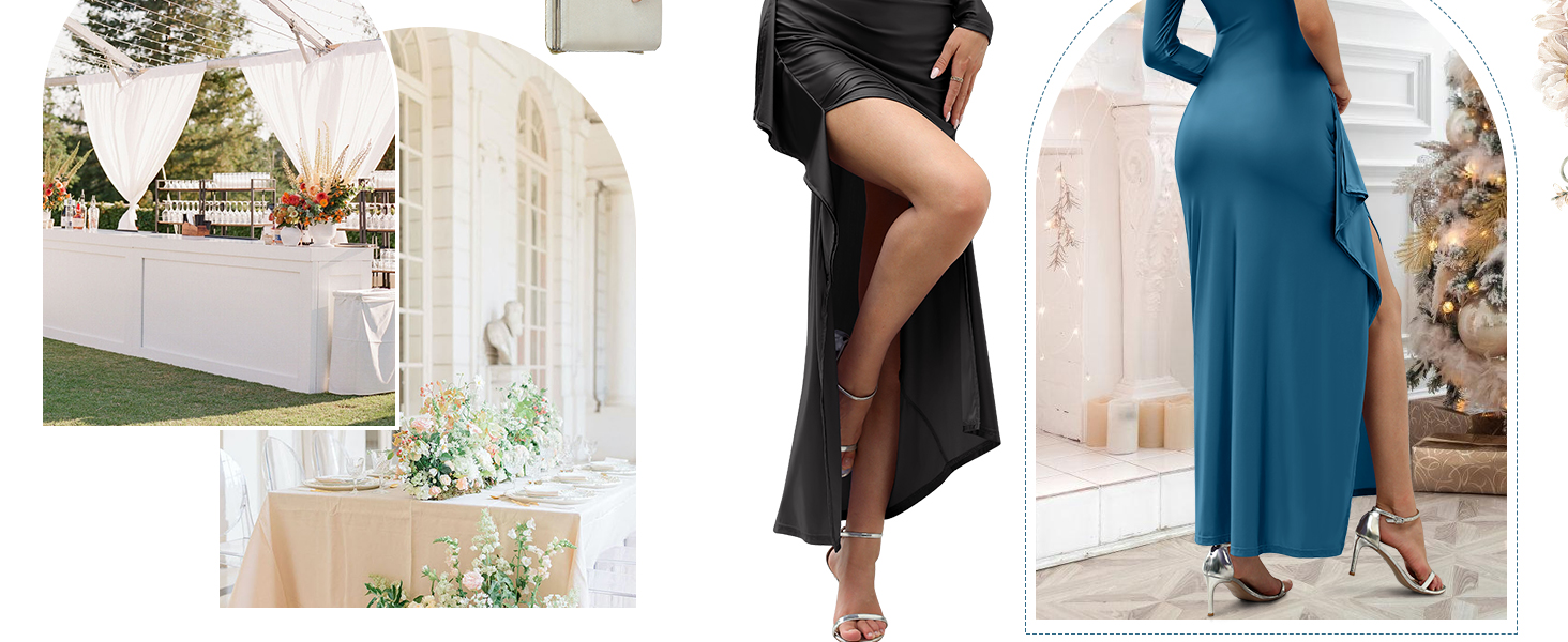 Caracilia Womens Bodycon Off Shoulder Maxi Dresses Mesh Ruched Sexy Cocktail Party Club Long Dress