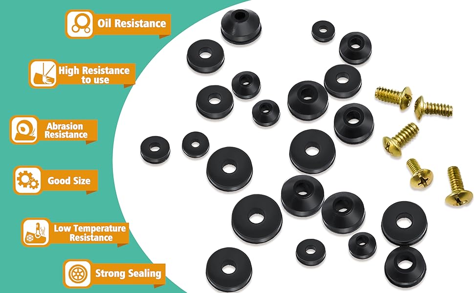 XBVV 106 PCS Faucet Washer Assortment Kit with Assorted Flat and