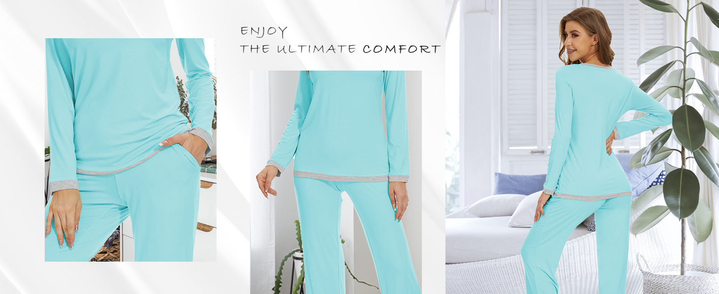 The loungewear set for women is lightweight, breathable, skin-friendly, soft, durable and stretchy