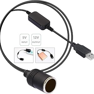 1.2M USB to 12V Car Cigarette Lighter Adapter – Safe Power Converter for Dash Cameras, DVR, GPS, and Low-Power Devices | Plug & Play with Triple Protection for Car Electronics and Accessories 8 5v input, 12v output