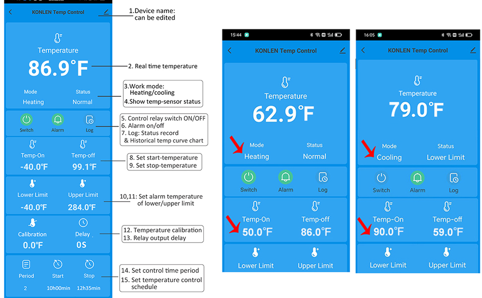 App instruction of temperature sensor controller