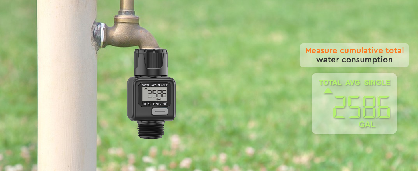 Moistenland Hose Water Flow Meter, Standard 3/4" Hose