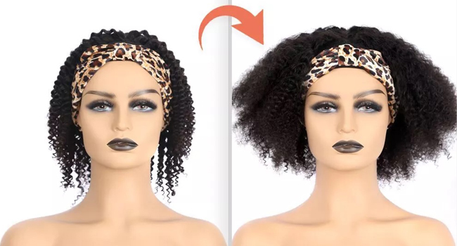 Kinky Curly Headband Wig Human Hair 