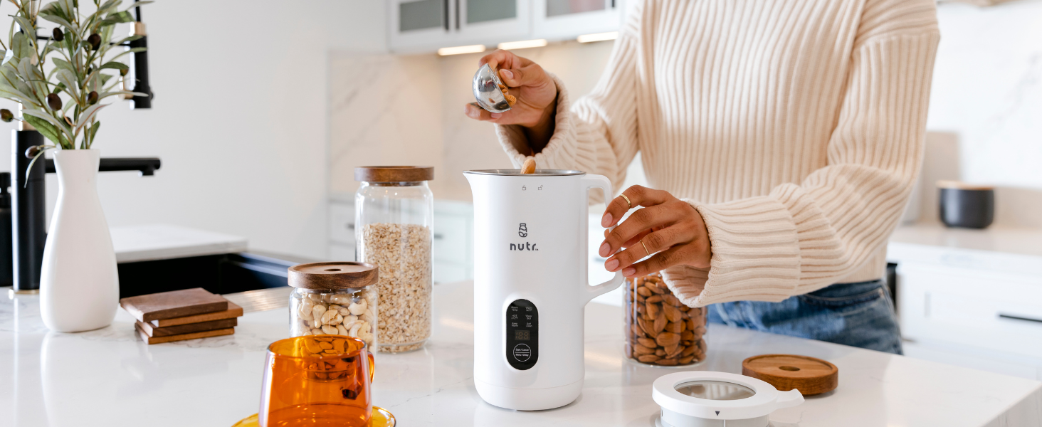 NUTR Nut Milk Maker, Homemade Almond, Oat, Coconut, Soy, or