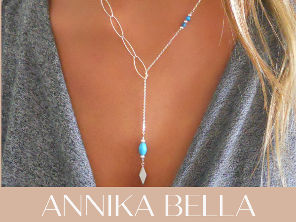 Amazon.com: Annika Bella Turquoise Lariat Necklace, 925