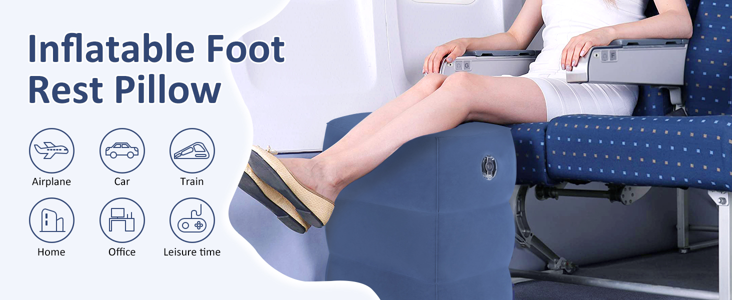 Inflatable Travel Foot Rest Pillow Blow up Foot Rest for