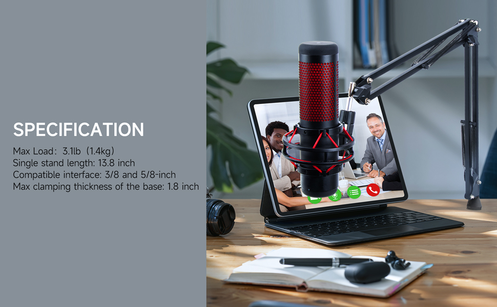 YOUSHARES QuadCast Boom Arm Stand Professional Adjustable